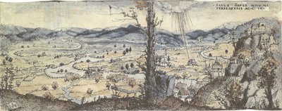Wide Landscape with a River. In the Distance the Conversion of Paul by Augustin Hirschvogel